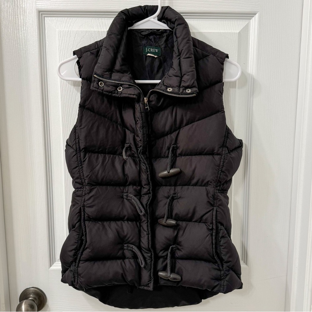 J. Crew Women's Down Puffer Vest Full Zip With Pockets in Black, Size XS